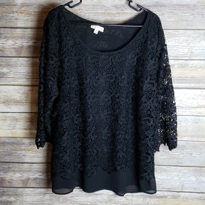 Adiva Black Lace Blouse Size 1X